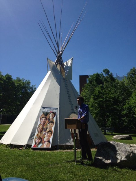 Assistant Professor David Fortin speaking at Laurentian University, June 19, 2014. (Photo by Tammy Gaber)