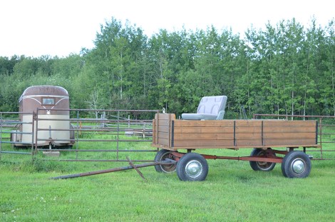 Locally crafted wagon using various materials and repurposed objects