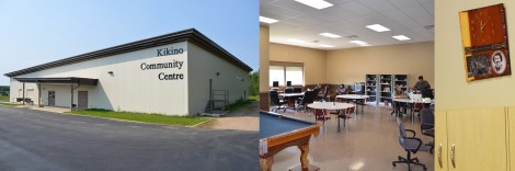 Kikino Community Centre (exterior, interior, and clock with image of Louis Riel)