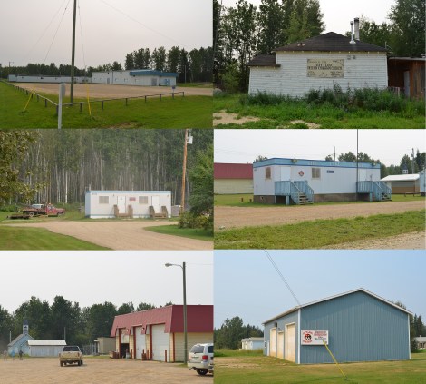 Community buildings in the town centre at Gift Lake