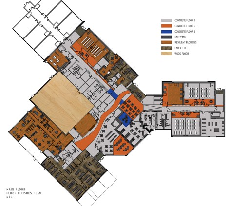 Main floor finishes. Image used with permission by Group2 Architecture and Interior Design.