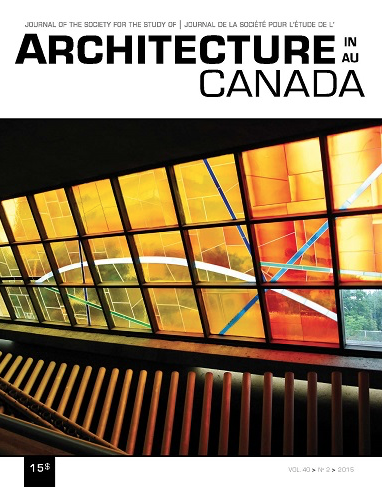 Cover of the Journal of the Society for the Study of Architecture in Canada featuring essay by David Fortin on the Alberta Settlements