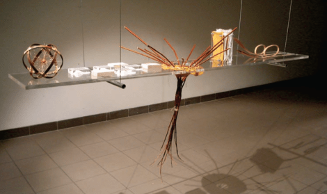 Material culture interpretations (left to right: drum, land forms, snare, clothing, dog sled). Clarke, C. C. & Hickey, M. P. 2006. Cultural paths: A critical stance on contemporary Aboriginal architecture applied to the Northwest Territory Métis Nation Legislative Assembly. Masters thesis: University of Calgary.